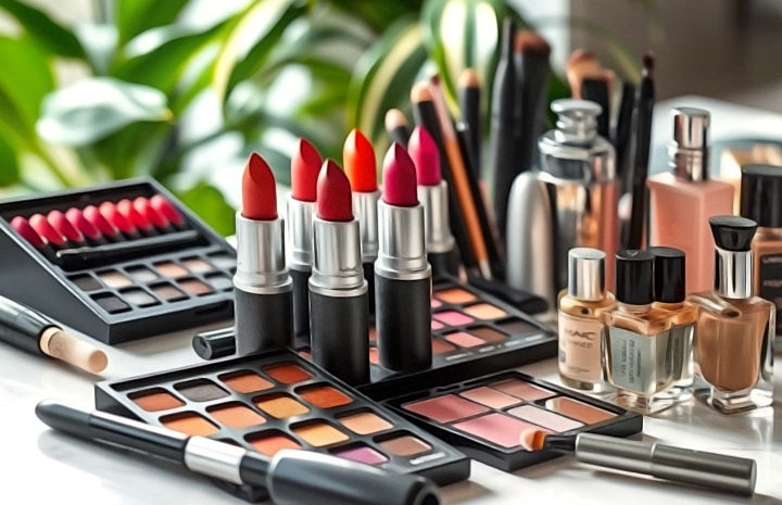 Shiseido and Mac on a table