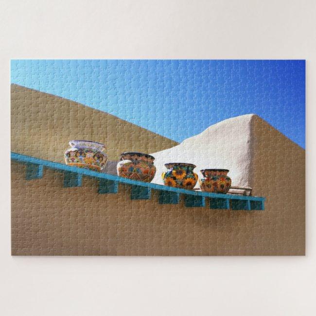 1000 piece Pottery on Adobe Wall Jigsaw Puzzle