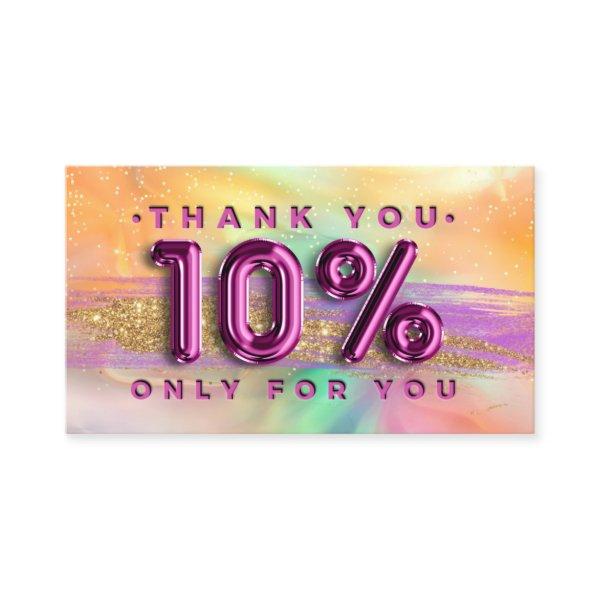 100  Logo QRCODE 10%OFF Thank Pink Holographic