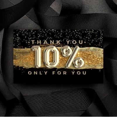 100  Logo QRCODE 10%OFF Thank You Black Gold