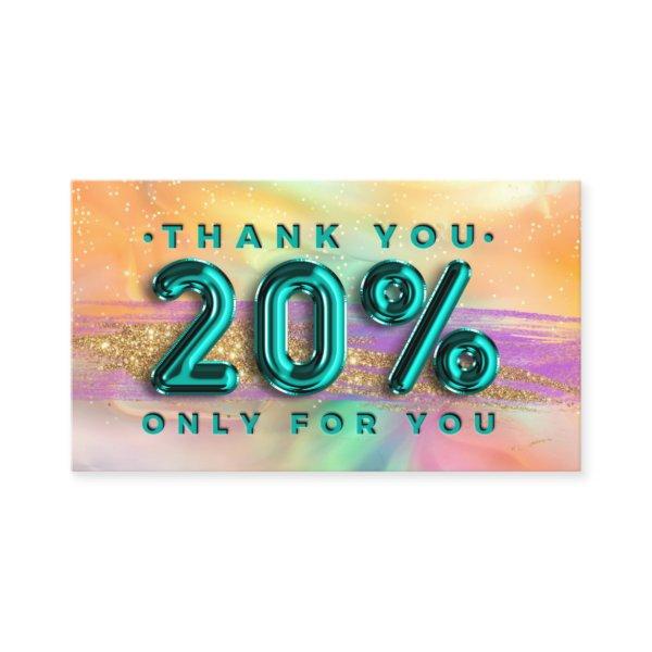 100  Logo QRCODE 20%OFF Code Teal Holographic