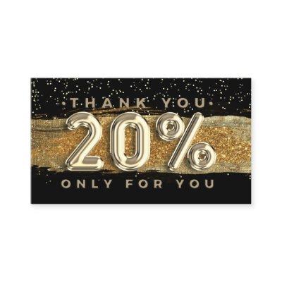 100  Logo QRCODE 20%OFF Thank You Black Gold