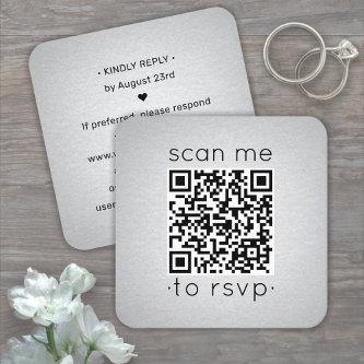 100 Pack QR Code RSVP Faux Silver Foil Enclosure Square