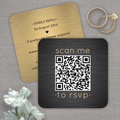 100 Pack QR RSVP Black and Gold Wedding Enclosure Square