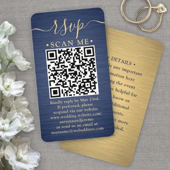 100 Pack QR RSVP Blue and Gold Wedding Enclosure