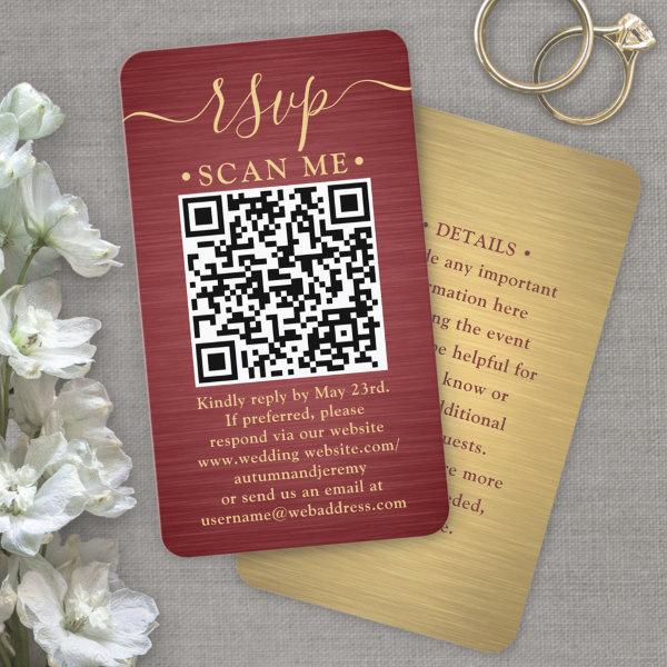 100 Pack QR RSVP Burgundy & Gold Wedding Enclosure