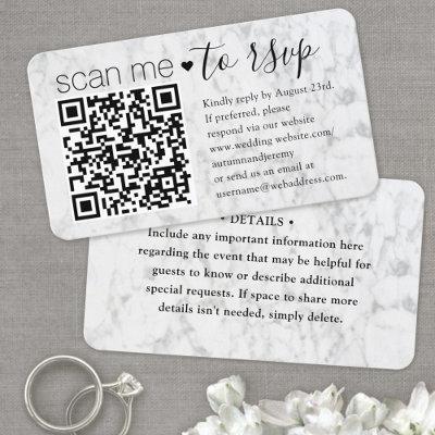 100 Pack QR RSVP & Details Faux Marble Enclosure