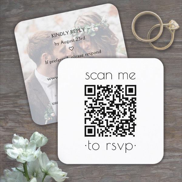 100 Pack QR RSVP Minimal Photo Wedding Enclosure Square