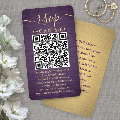 100 Pack QR RSVP Purple and Gold Wedding Enclosure