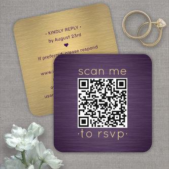 100 Pack QR RSVP Purple and Gold Wedding Enclosure Square