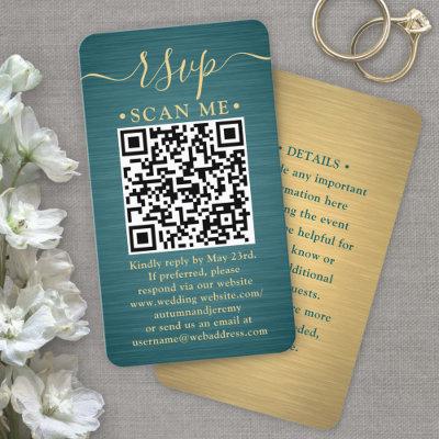 100 Pack QR RSVP Teal and Gold Wedding Enclosure