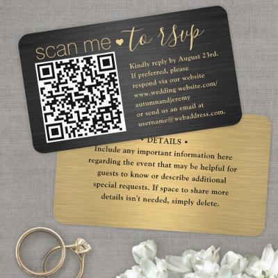 100 Pack Scan Me QR RSVP Black and Gold Wedding