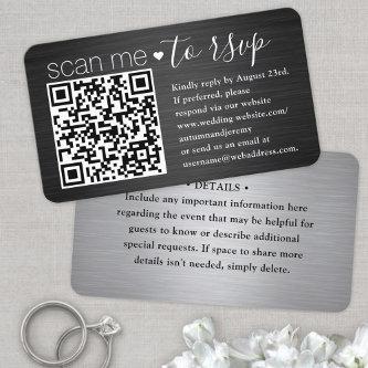 100 Pack Scan Me QR RSVP  Black and Silver Wedding