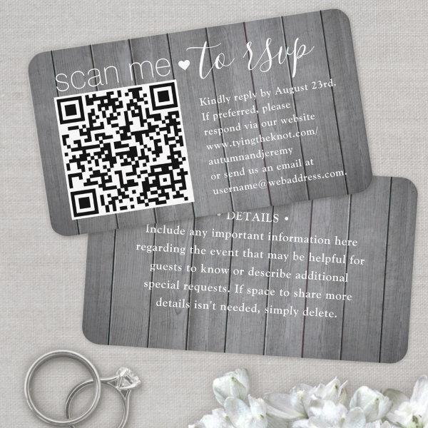 100 Pack Scan Me QR RSVP Gray Faux Wood Enclosure