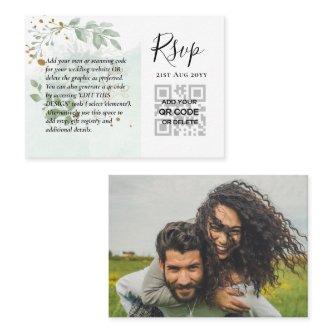 100 QR CODE WEDDING RSVP Greenery PHOTO Enclosure