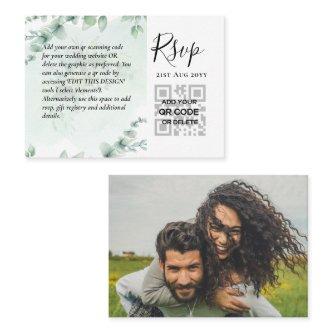 100 QR CODE WEDDING RSVP Greenery PHOTO Enclosure
