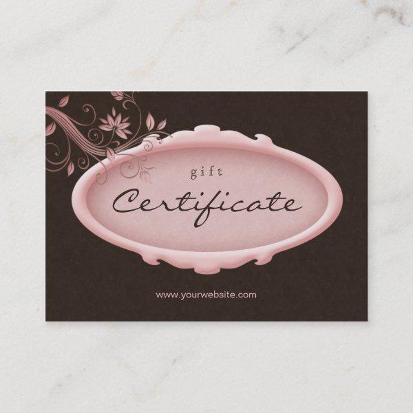 /100 Salon Gift Certificate Spa Floral Pink Brown