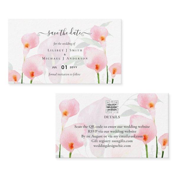 100 x MINI Calla Lily Wedding Save Date QR Code