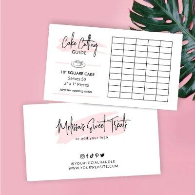 10" Square Cake 2x1 Portions Cutting Guide Enclosure Card