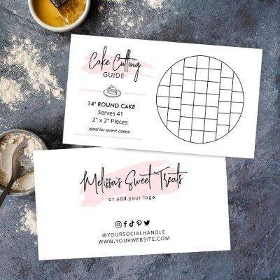 14" Round Birthday Cake Serving Guide 2x2 Portions Enclosure Card