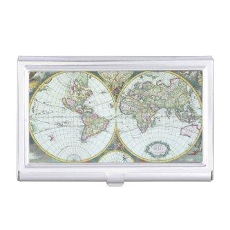 17th Century Antique World Map, Frederick De Wit Case For