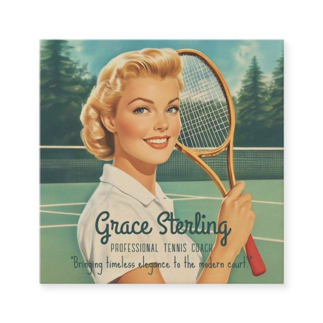 1950s Magazine Illustration Tennis Woman Square
