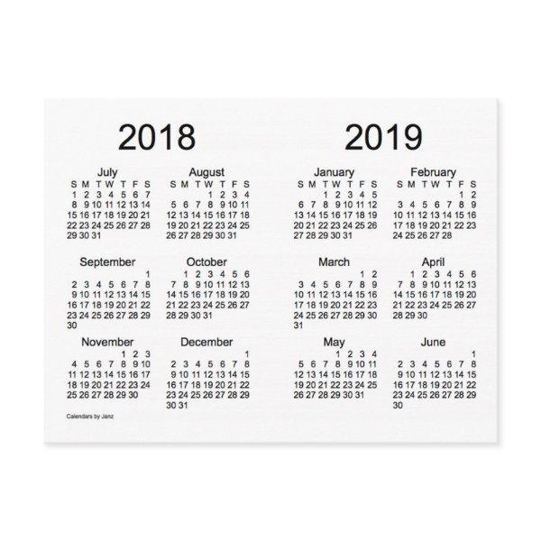 2018-2019 School Year Mini Calendar by Janz Postcard