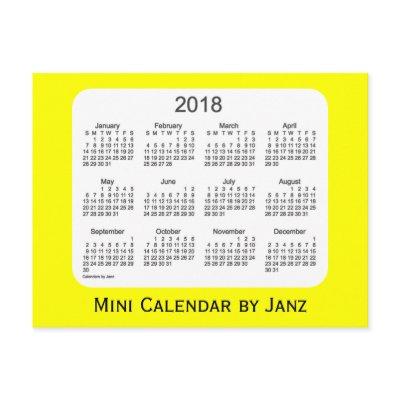 2018 Yellow Mini Calendar by Janz Postcard