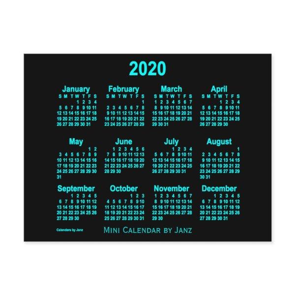 2020 Neon Blue Mini Calendar by Janz Postcard