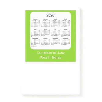 2020 Yellow Green Post It Note Calendars by Janz