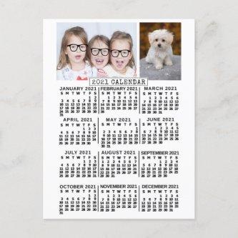 2021 Year Monthly Calendar White | Photo Template Postcard