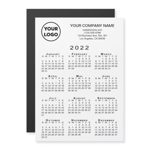 2022 Calendar Business Logo Text White Magnet Card