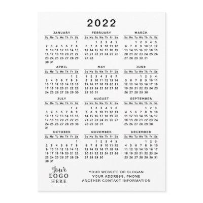2022 Calendar Full Year White Black Simple Minimal Program