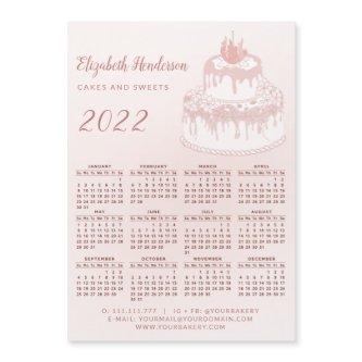 2022 Calendar Magnet Business Bakery Pastry Pink