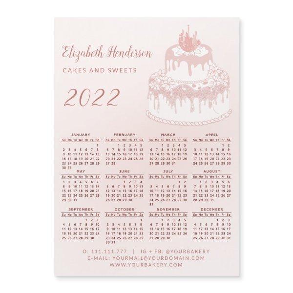 2022 Calendar Magnet Business Bakery Pastry Pink