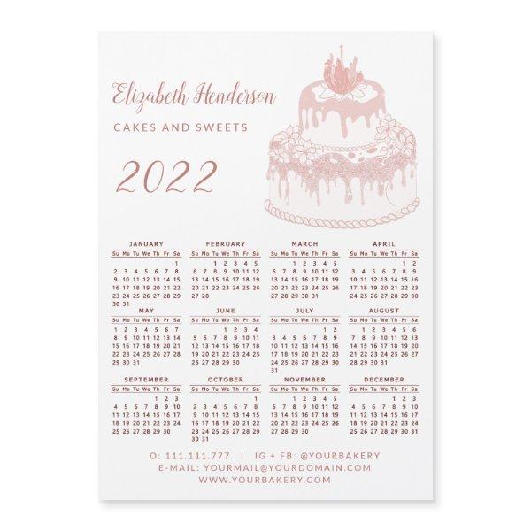2022 Calendar Magnet Business Bakery Pastry White