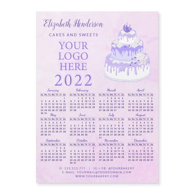 2022 Calendar Magnet Business Bakery Purple Pink