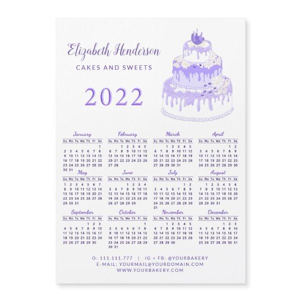 2022 Calendar Magnet Purple White Girly Bakery