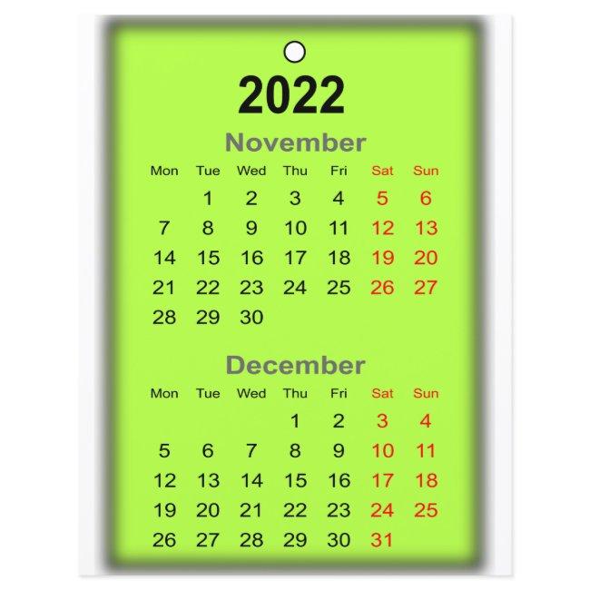 2022 Calendar November December Print on..