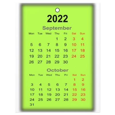 2022 Calendar September October Print on..