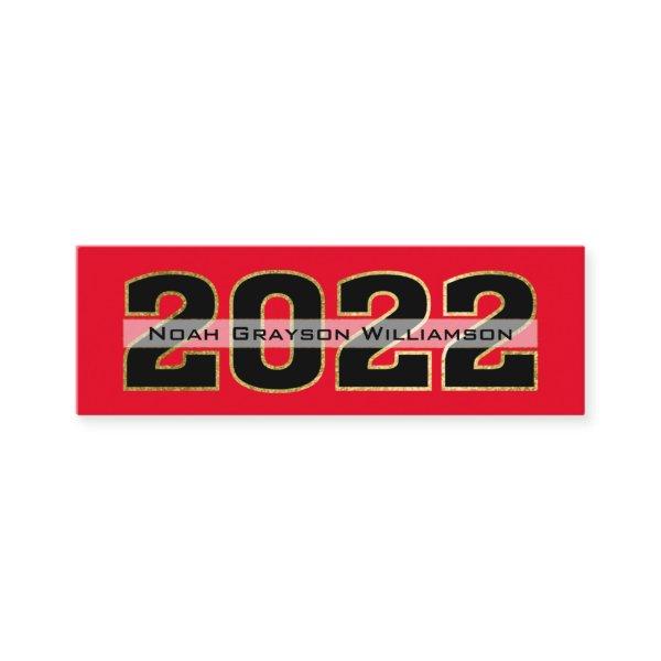 2022 Gold Red Graduation Name Insert