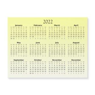 2022 Mini Calendar Magnetic Ombre Yellow Magnetic Invitation