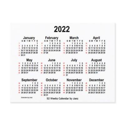 2022 White 52 Weeks Calendar by Janz Postcard