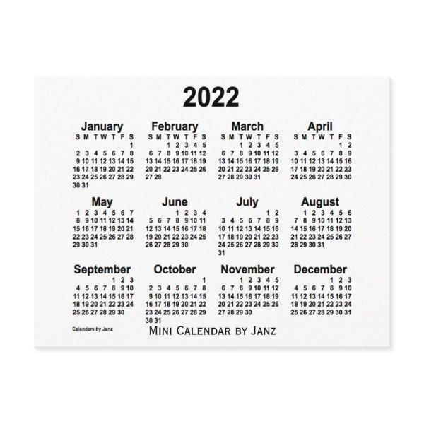 2022 White Mini Calendar by Janz Postcard