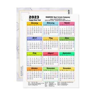 2023 Business Calendar Modern Gray Black Script Postcard