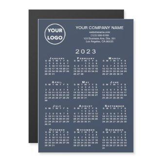 2023 Calendar Business Logo Text Navy Magnet Card
