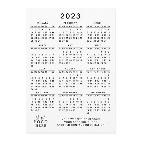 2023 Calendar Full Year White Black Minimal Program