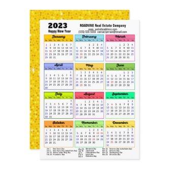 2023 Calendar Gold Glitter Modern Script Corporate Holiday Card