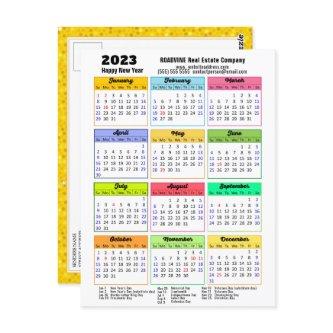 2023 Calendar Gold Glitter Modern Script Corporate Postcard