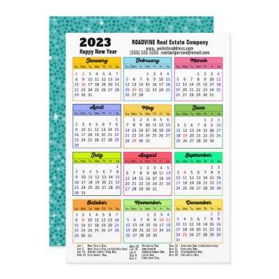 2023 Calendar Mint Green Glitter Modern Business Holiday Card
